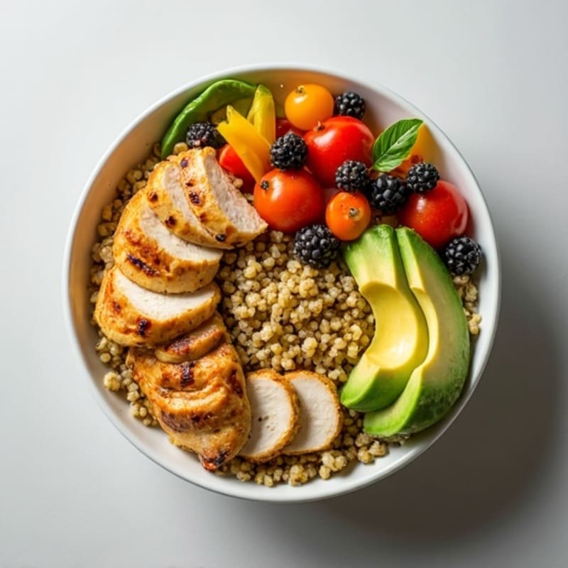 Grilled Chicken and Quinoa Power Bowl with Roasted Vegetables