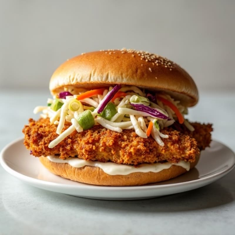 Crispy Oven-Baked Chicken Sandwich with Greek Yogurt Slaw
