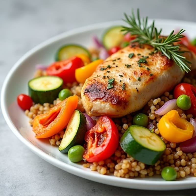 Herb-Roasted Chicken with Rainbow Vegetables