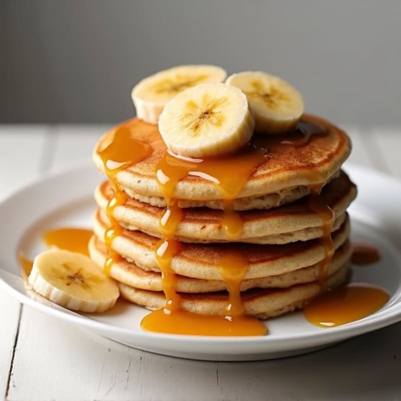 Fluffy Protein Pancakes with Warm Caramelized Bananas
