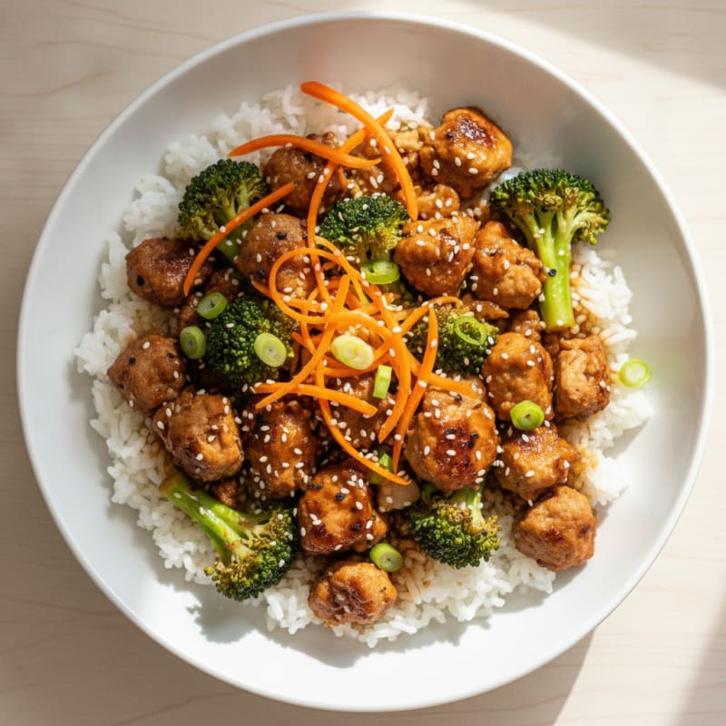 Ground Chicken Teriyaki Rice Bowl