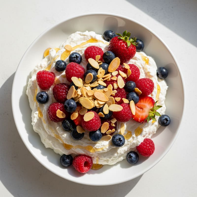 Greek Yogurt Protein Mousse with Mixed Berries