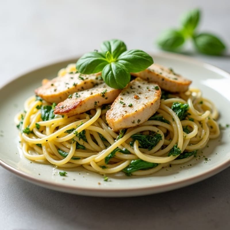 Creamy Chicken Pesto Pasta with Fresh Spinach