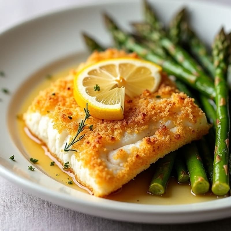 Crispy Baked White Fish with Roasted Asparagus and Lemon