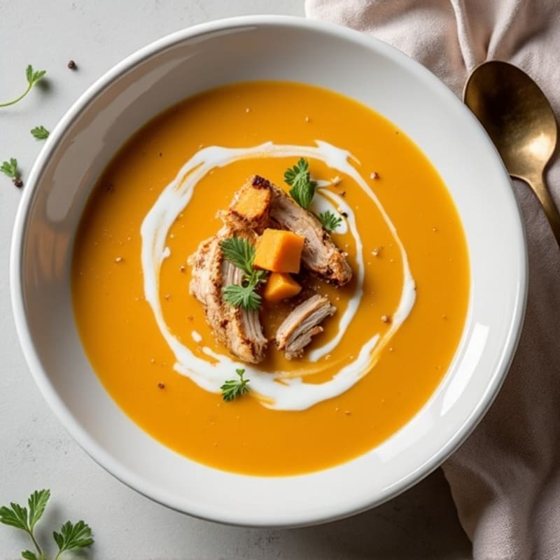 Creamy Roasted Butternut Squash Soup with Chicken