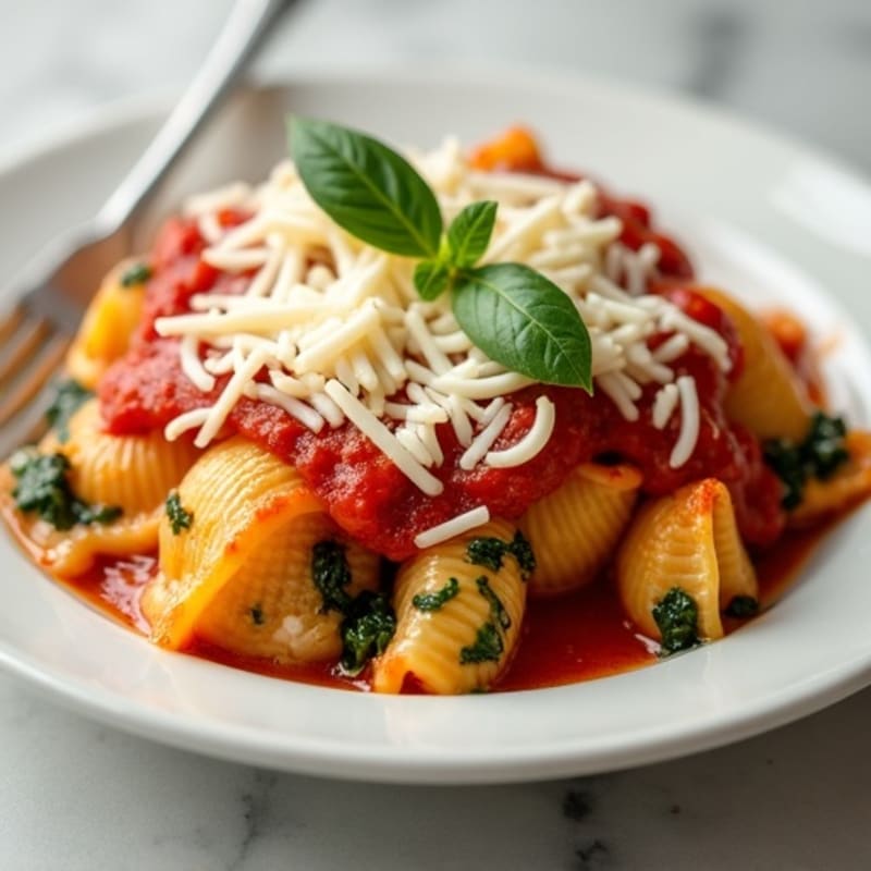 Creamy Spinach Ricotta Baked Shells