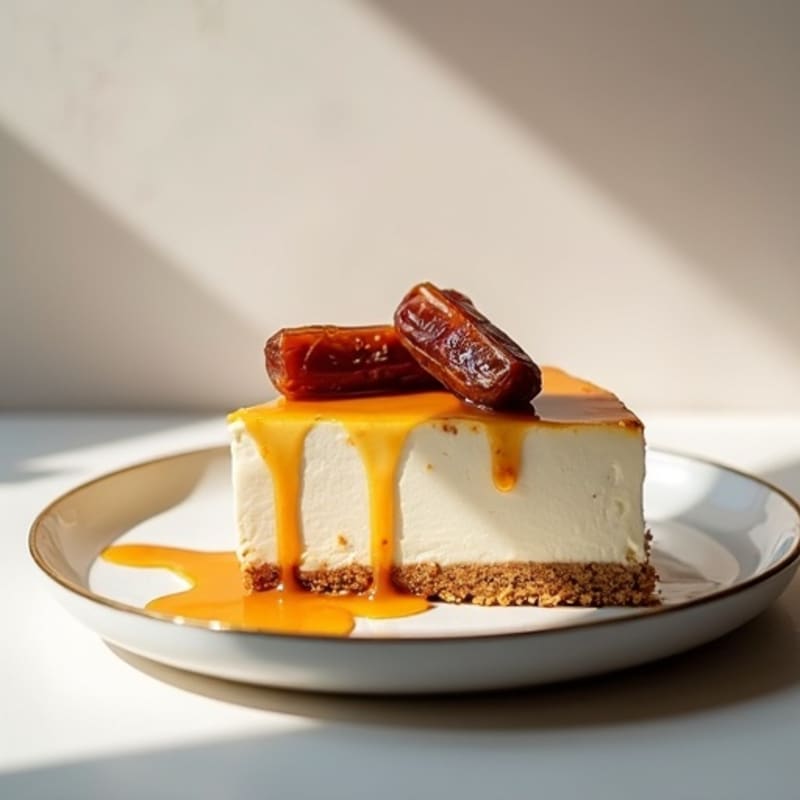 Protein-Packed Greek Yogurt Cheesecake with Date Caramel Drizzle