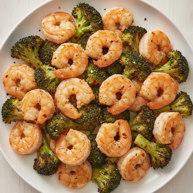 Garlic Shrimp with Roasted Broccoli