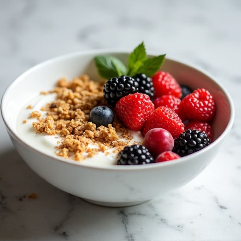 Creamy Greek Yogurt Bowl with Protein Granola and Mixed Berries