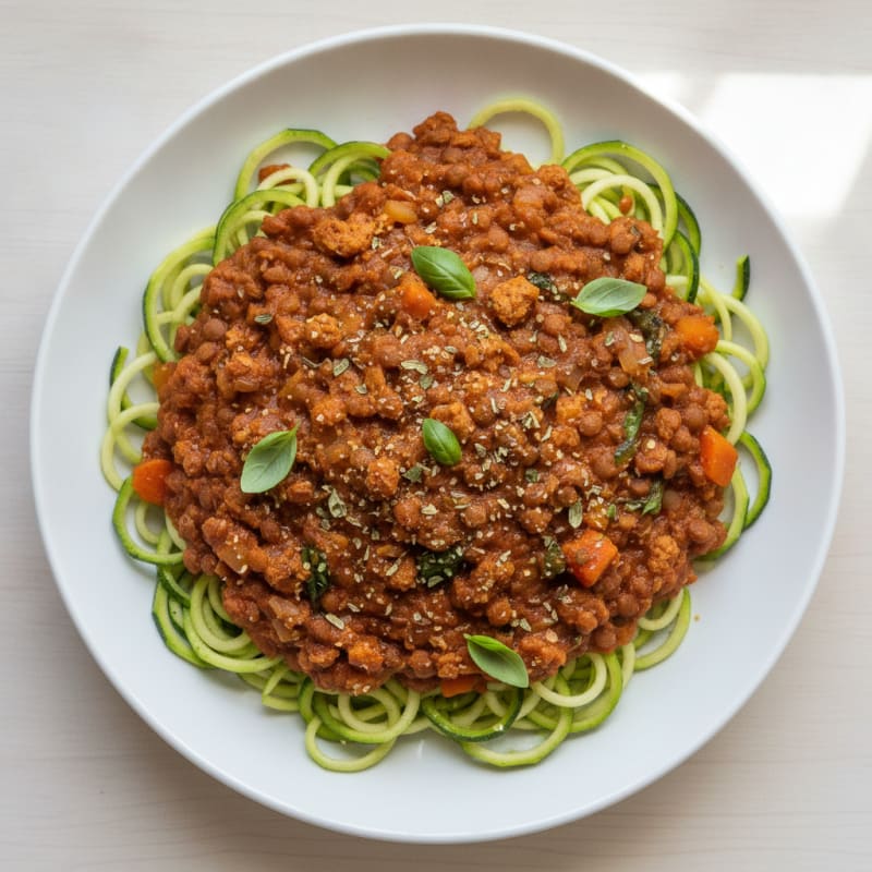 Lentil Bolognese with Zucchini Noodles
