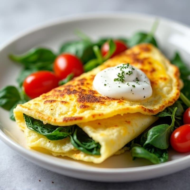 Egg White Spinach Omelette with Cottage Cheese