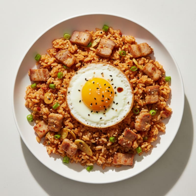 Crispy Kimchi Fried Rice with Pork Belly