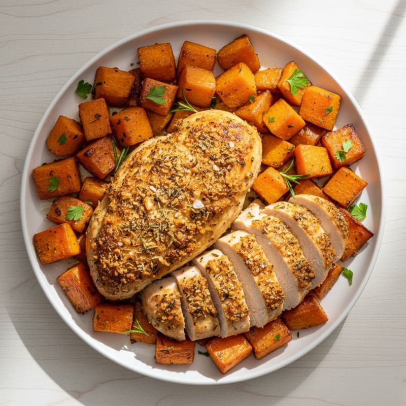 Herb-Crusted Roasted Chicken with Root Vegetables