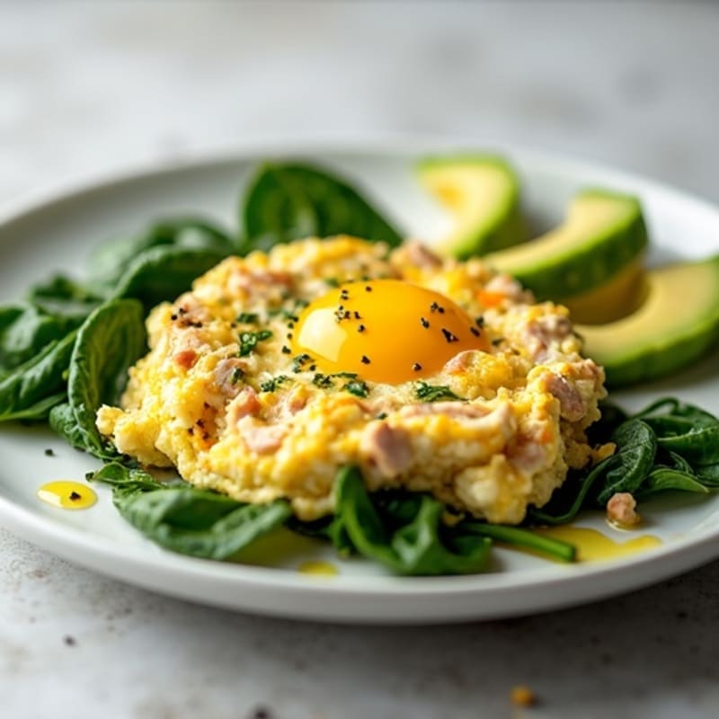 Egg White Scramble with Spinach and Turkey Breast