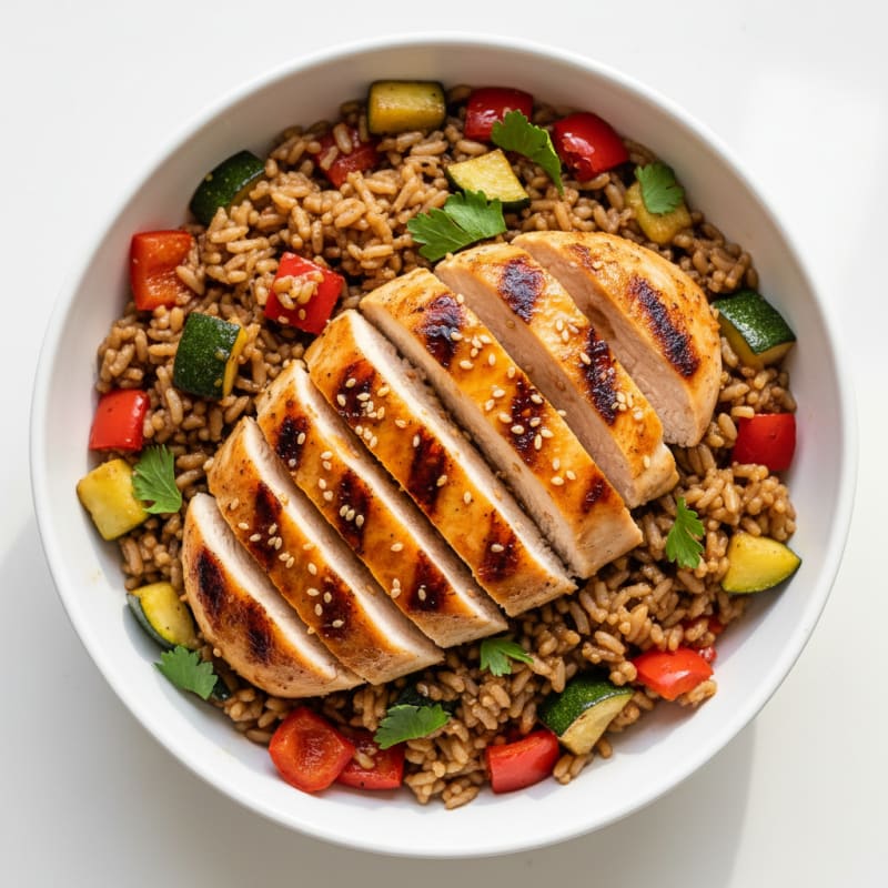 Grilled Chicken and Veggie Rice Bowl