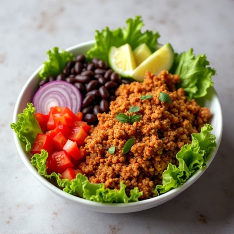 Spicy Taco Meat and Fresh Veggie Bowl