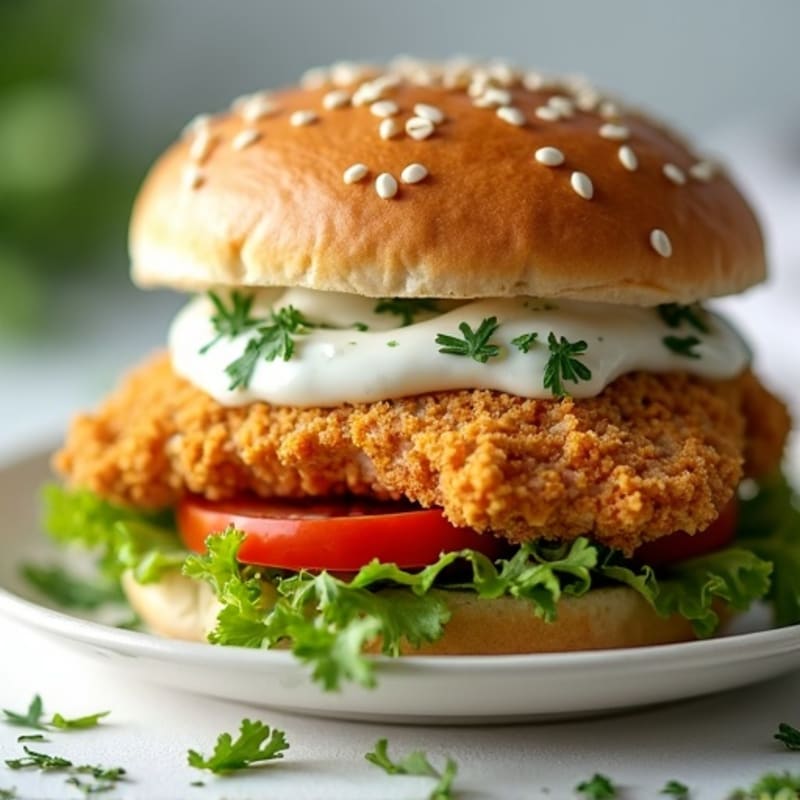 Crispy Air-Fried Chicken Sandwich with Herb Mayo
