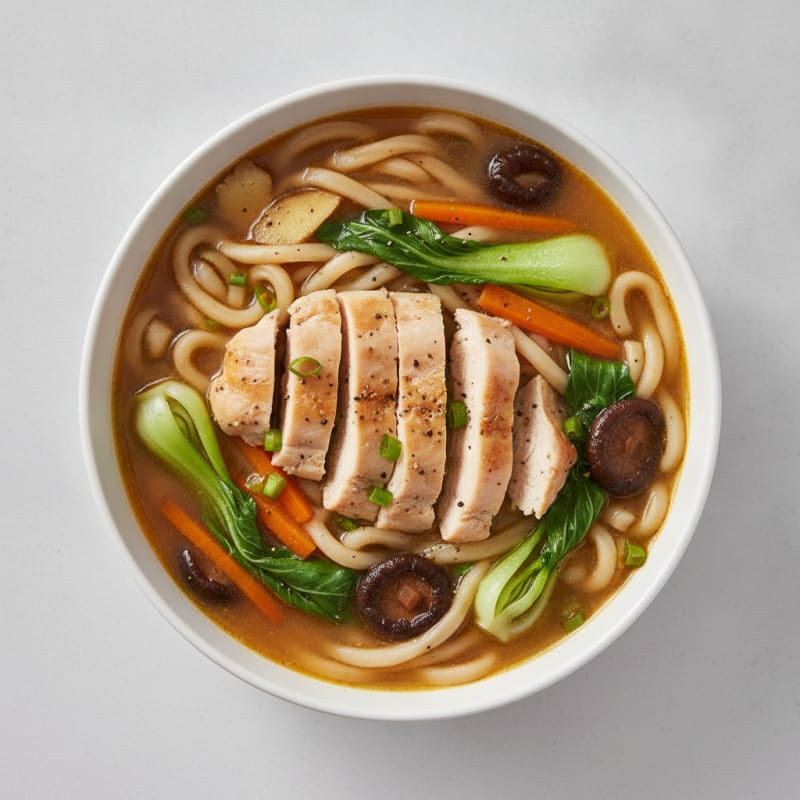 Udon Noodle Soup with Chicken and Vegetables