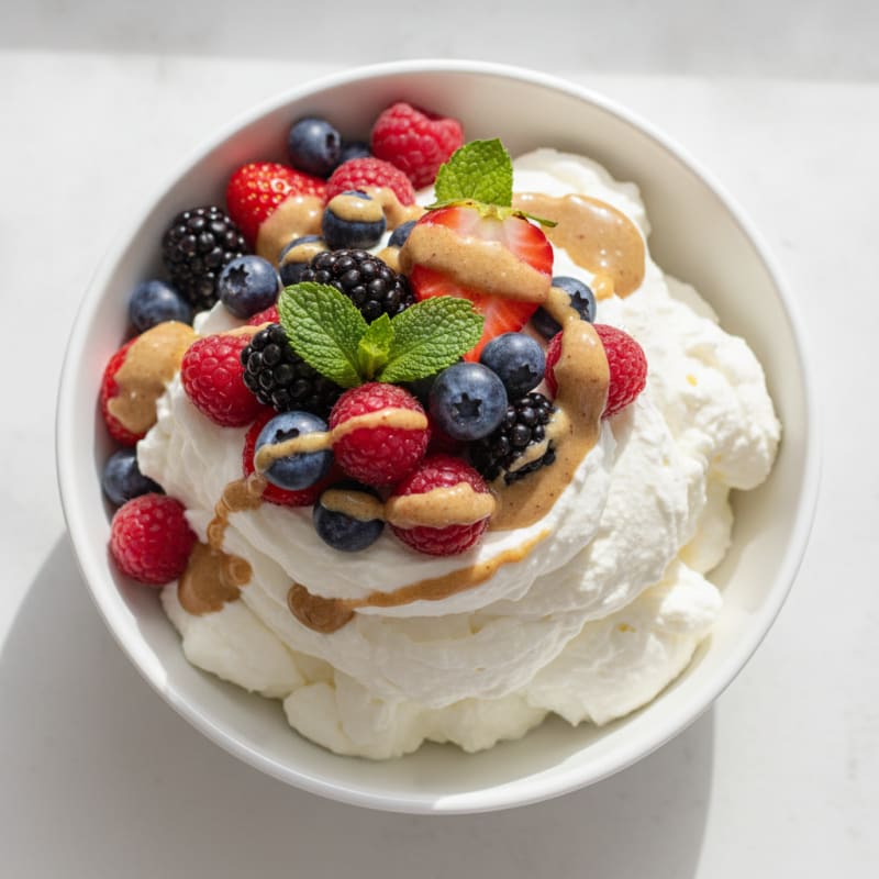 Greek Yogurt Protein Mousse with Mixed Berries