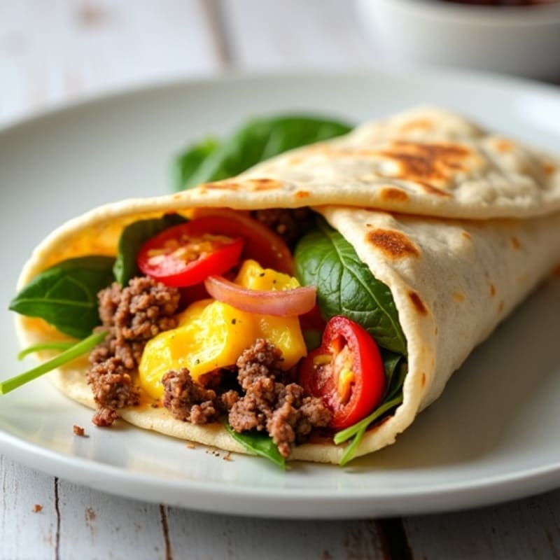 Lean Ground Beef and Egg White Tortilla Scramble