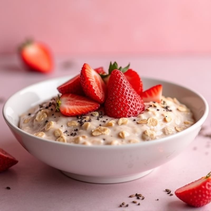 Creamy Strawberry Vanilla Protein Overnight Oats
