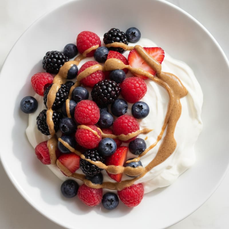 Silky Greek Yogurt Protein Mousse with Mixed Berries