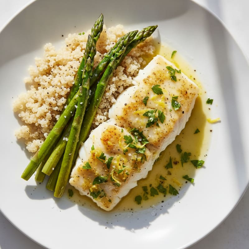 Baked White Fish with Lemon-Herb Sauce