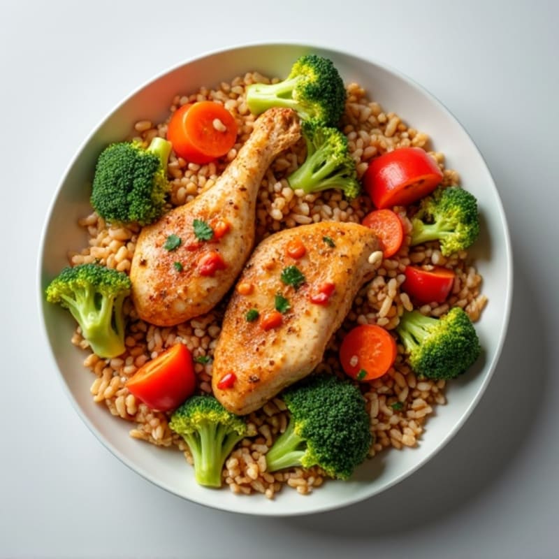 Chicken and Brown Rice Stir-Fry with Crispy Vegetables