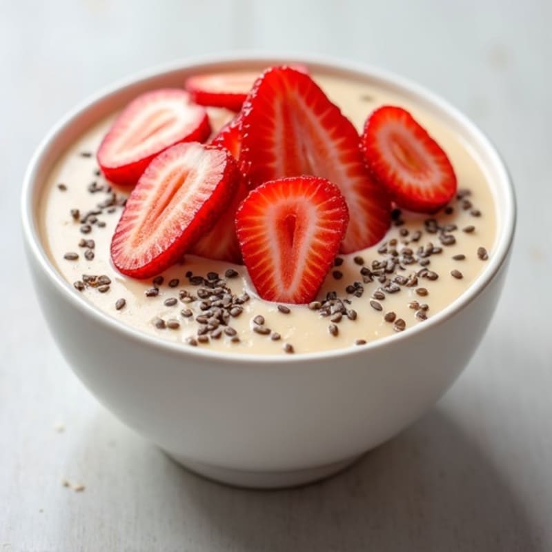 Vanilla Protein Chia Pudding with Sliced Strawberries