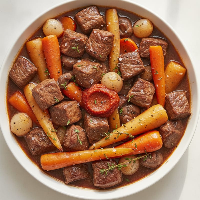 Beef Bourguignon with Root Vegetables