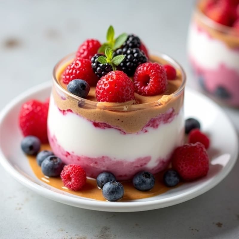 Greek Yogurt Protein Parfait with Mixed Berries and Almond Butter