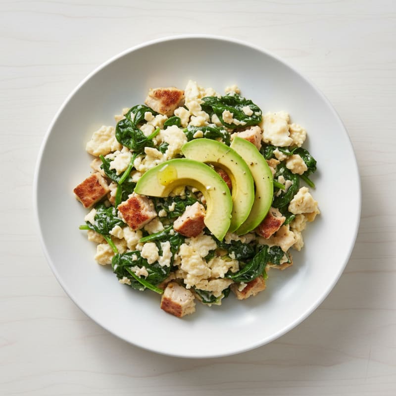 Egg White Scramble with Spinach and Turkey Breast