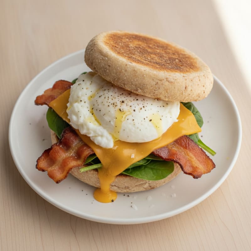 Turkey Bacon, Egg, and English Muffin Sandwich