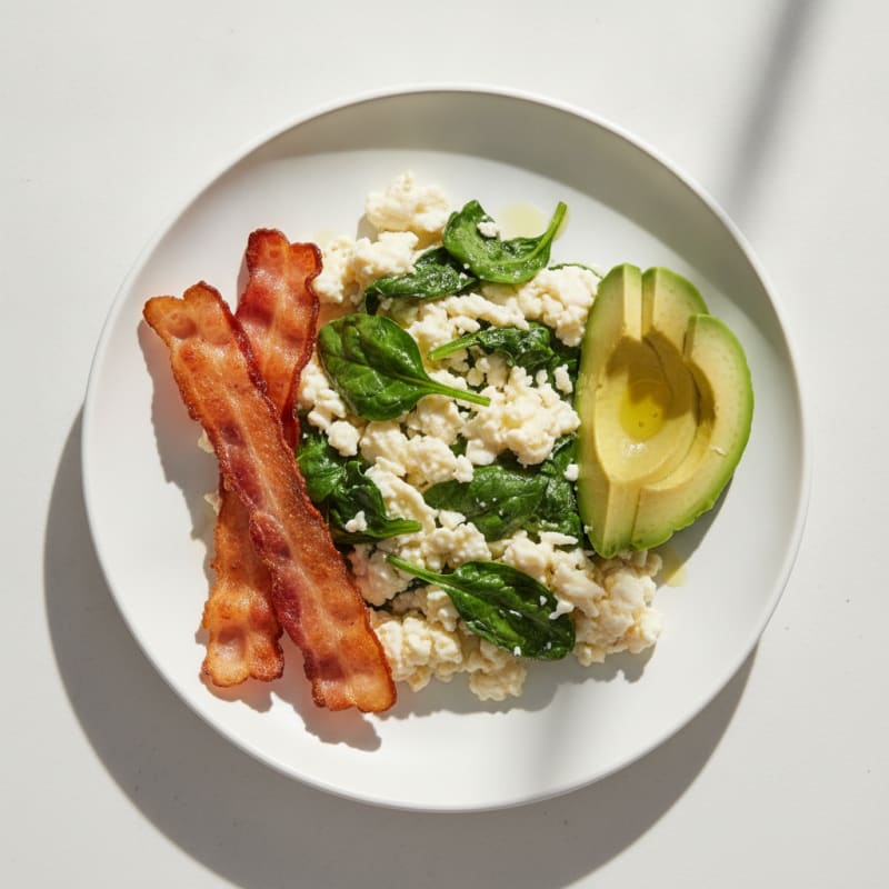 Egg White Scramble with Spinach and Turkey Bacon