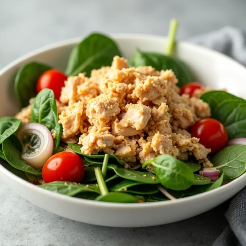 Shredded Chicken and Fresh Tomato Spinach Salad