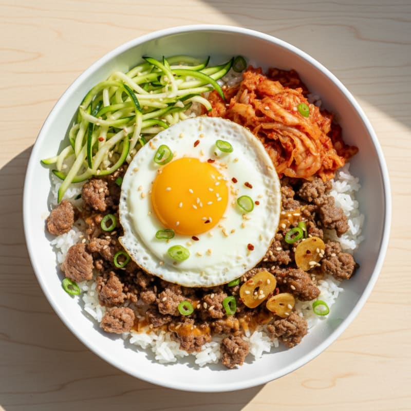 Korean Beef and Kimchi Rice Bowl