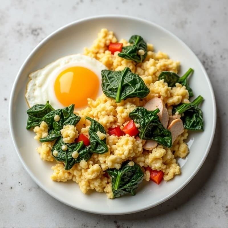 Egg White Spinach Scramble with Turkey Breast