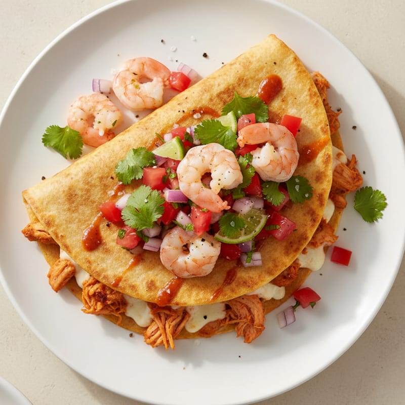 Chicken Guajillo Quesadilla with Double Protein Pico