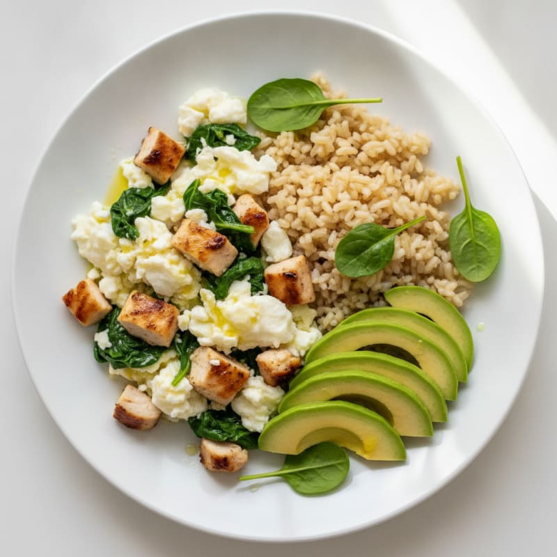 Scrambled Egg Whites with Grilled Chicken and Avocado