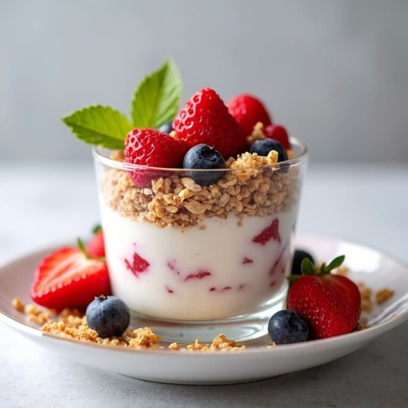 Creamy Greek Yogurt and Protein Powder Parfait with Almond Butter and Berries