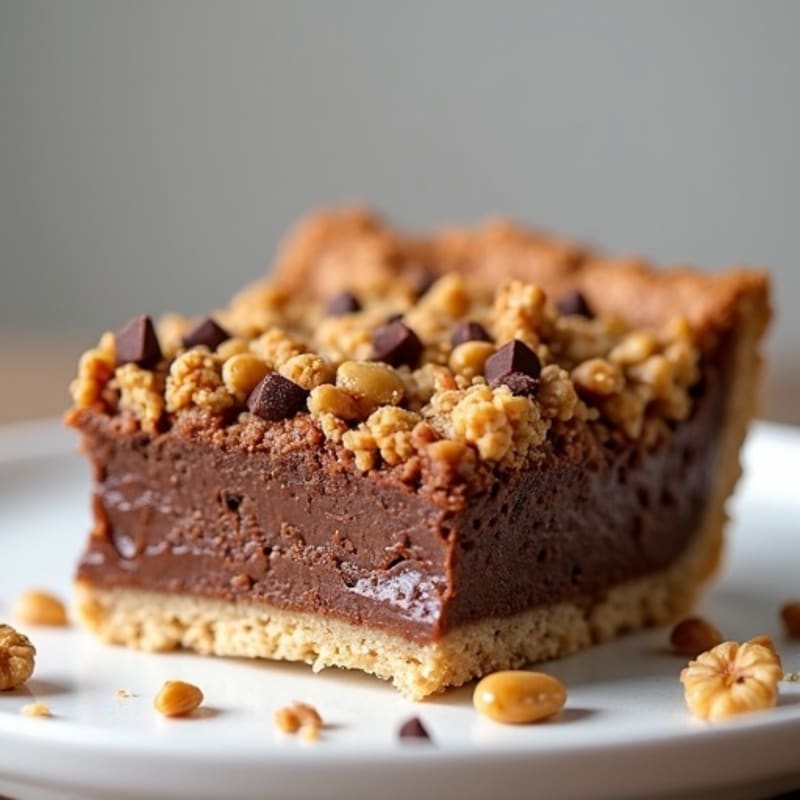 Rich Baked Chocolate Peanut Butter Protein Oat Pie