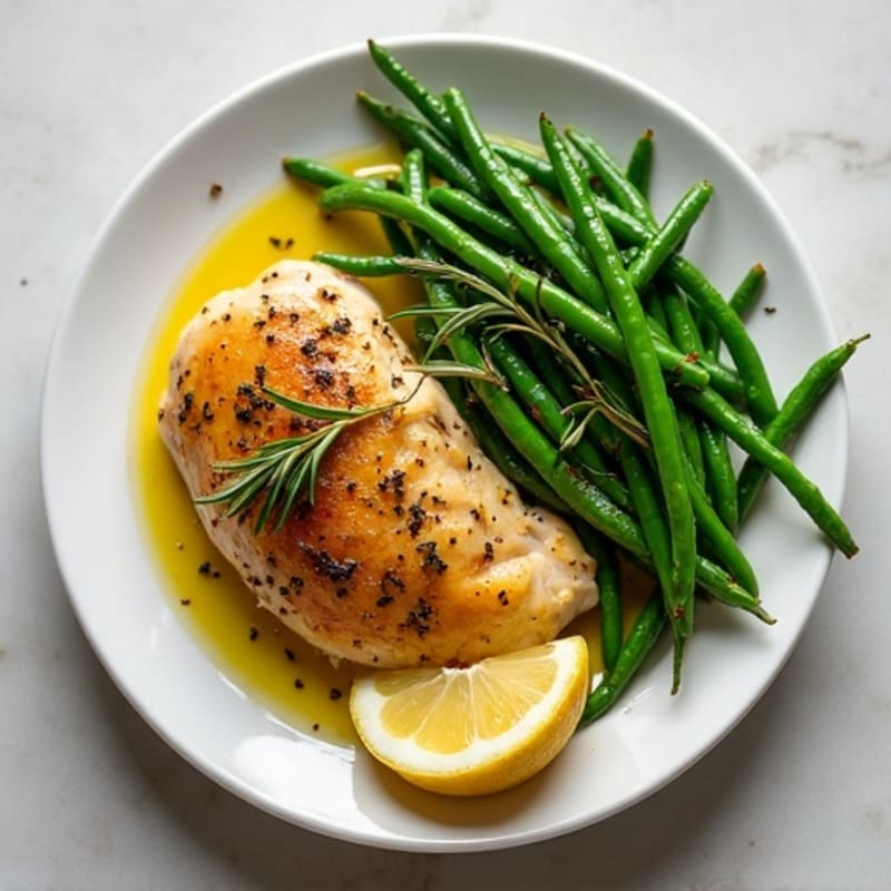 Lemon-Herb Roasted Chicken with Crispy Green Beans