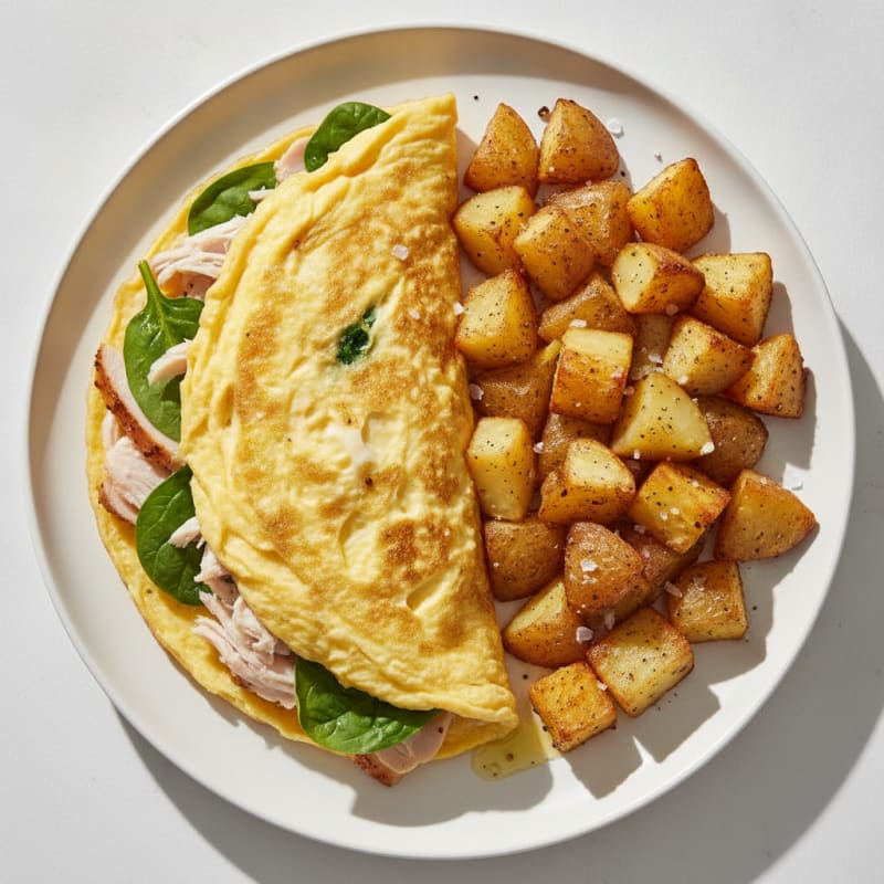 Fluffy Omelet with Roasted Potatoes
