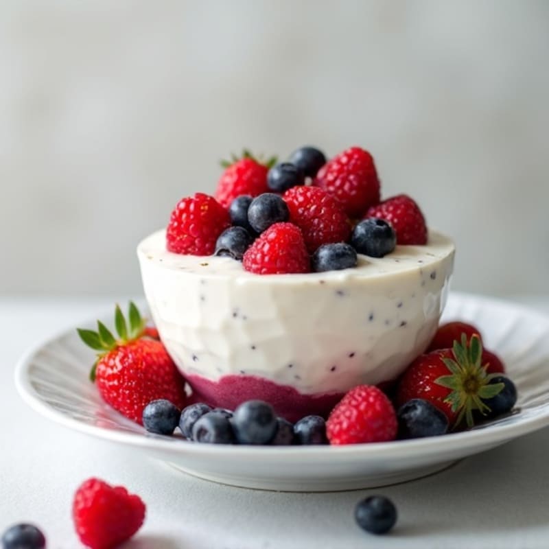 Greek Yogurt Protein Pudding with Mixed Berries