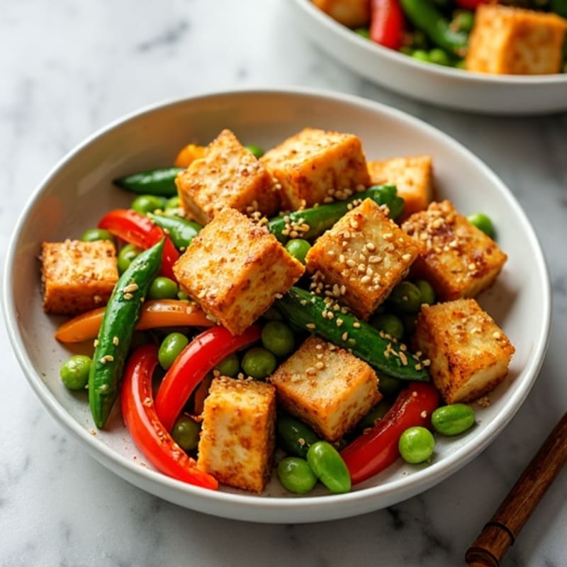 Crispy Sesame Tofu Stir-Fry with Fresh Vegetables