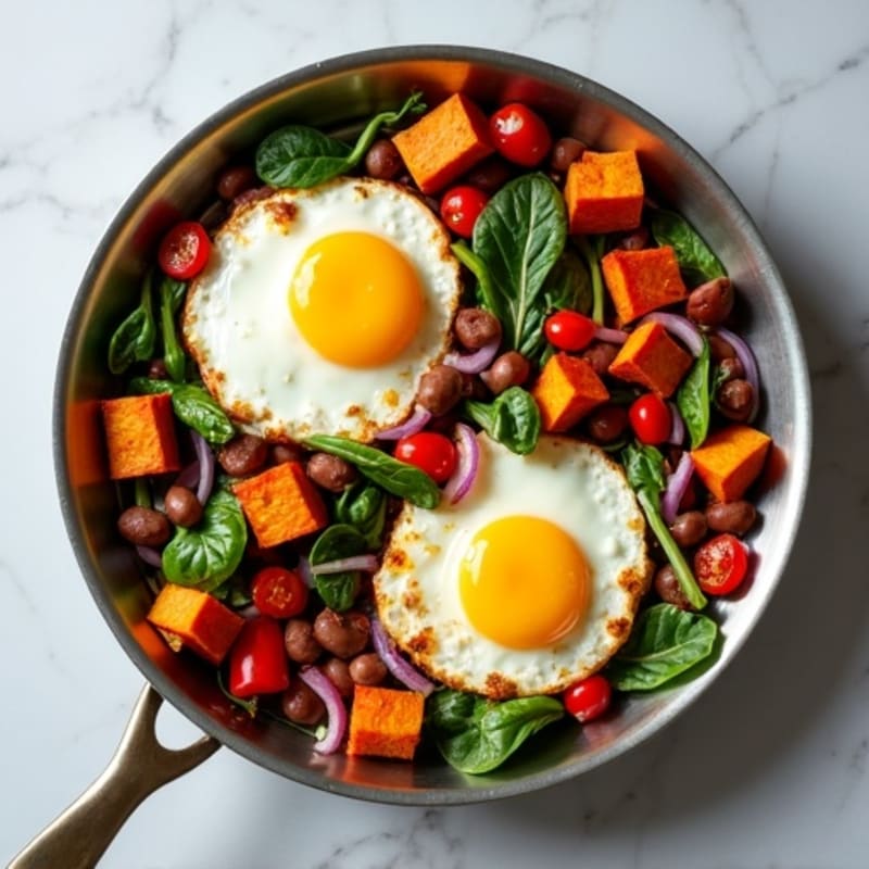 Sheet Pan Crispy Sweet Potato and Egg Hash
