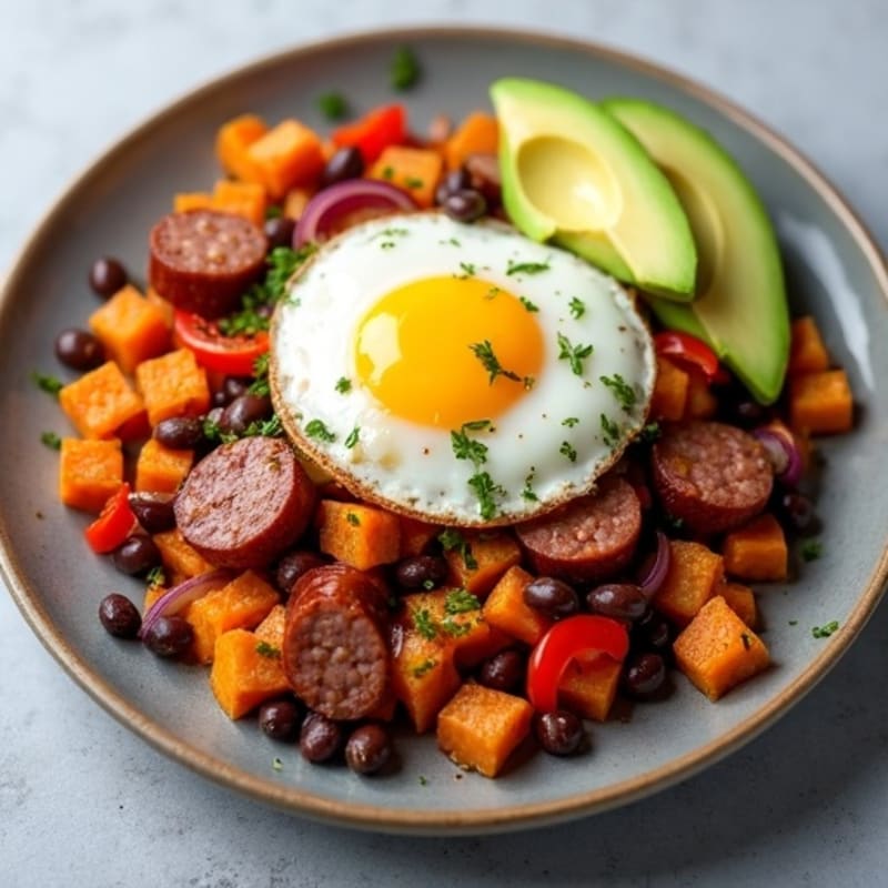 Savory Sweet Potato Hash with Fried Egg and Avocado