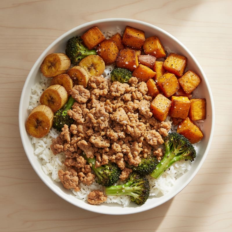 Ground Turkey and Roasted Sweet Potato Bowl