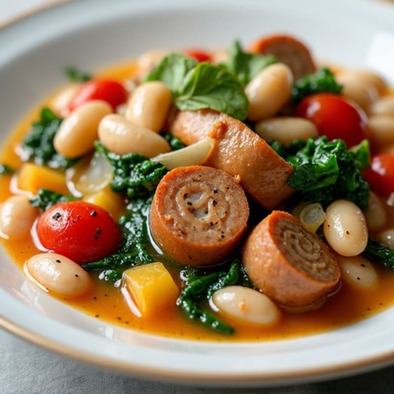 Hearty White Bean and Chicken Sausage Stew with Herbs