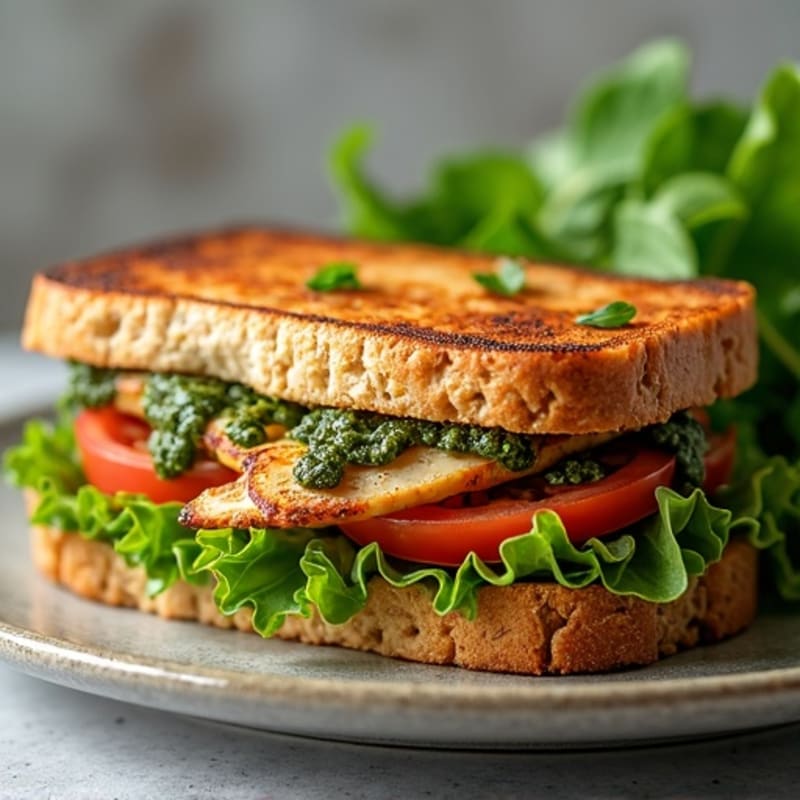 Herb-Pesto Grilled Chicken Sandwich with Fresh Greens
